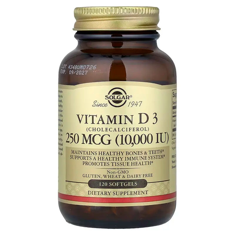 Solgar Vitamin D3 250mcg (10 000IU) - 120 softgels