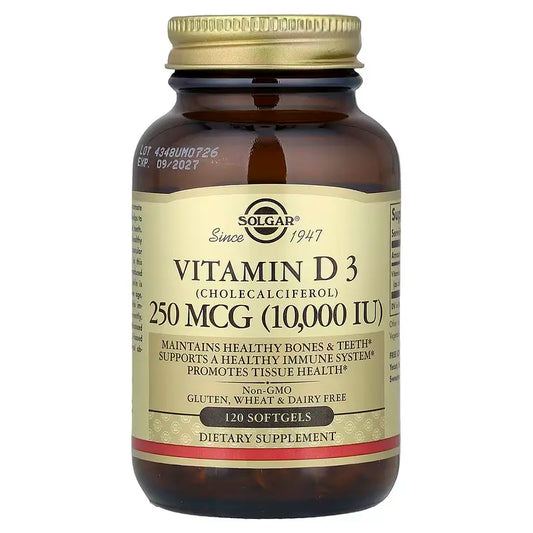 Solgar Vitamin D3 250mcg (10 000IU) - 120 softgels