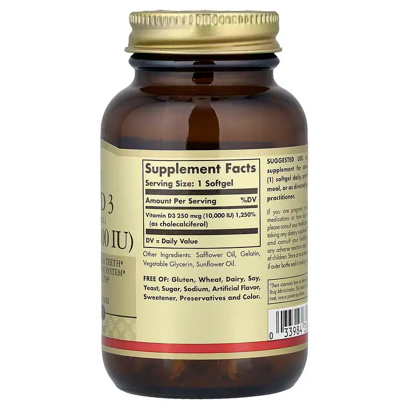 Solgar Vitamin D3 250mcg (10 000IU) - 120 softgels