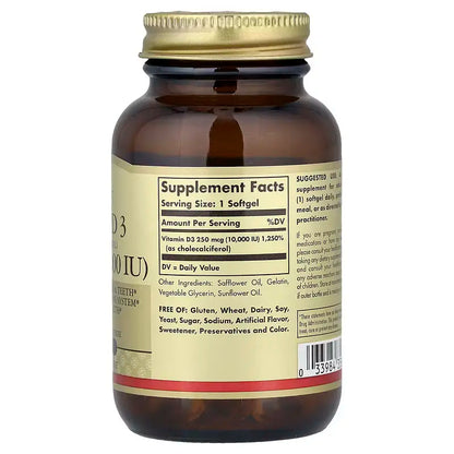 Solgar Vitamin D3 250mcg (10 000IU) - 120 softgels