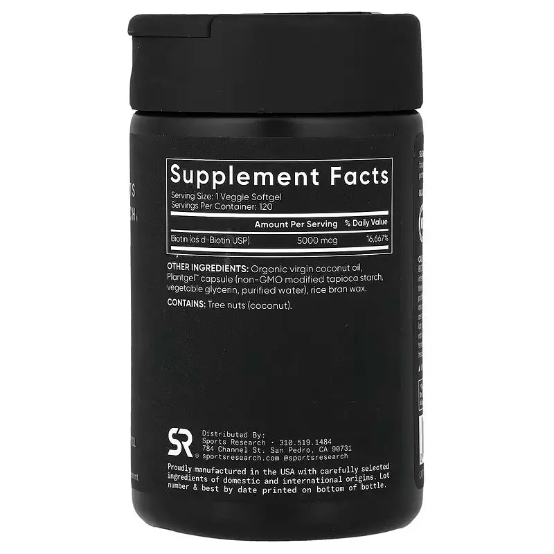 Sports Research Biotin 5000mcg - 120 veg softgels