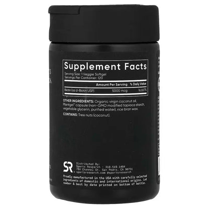 Sports Research Biotin 5000mcg - 120 veg softgels