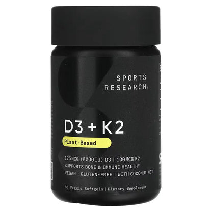 Sports Research Vegan D3 5000iu + Vitamin K2 100mcg - 60 softgels