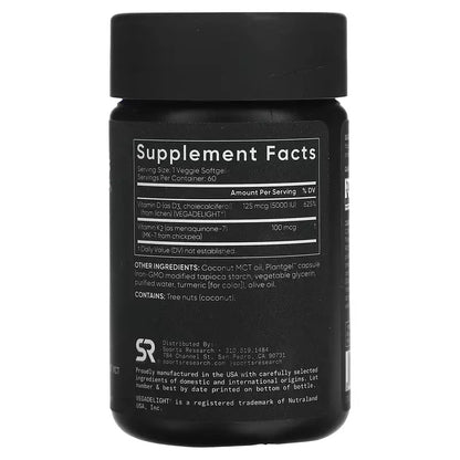 Sports Research Vegan D3 5000iu + Vitamin K2 100mcg - 60 softgels