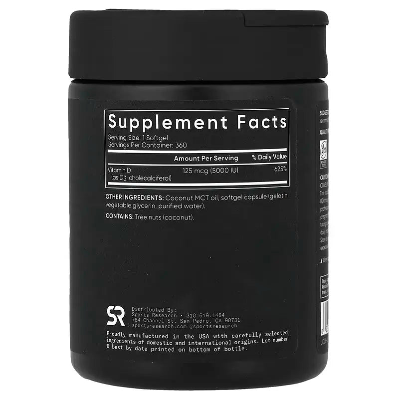 Sports Research Vitamin D3 5000IU - 360 softgels