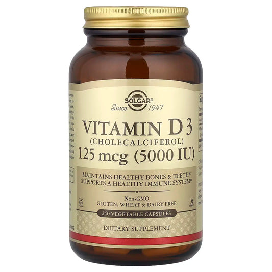 Solgar Vitamin D3 (Cholecalciferol) 125 mcg (5,000 IU) - 240 vcaps