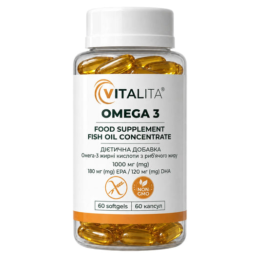 VITALITA Омега 3 рибʼячий жир 1000 мг (180 ЕПК/120 ДГК)