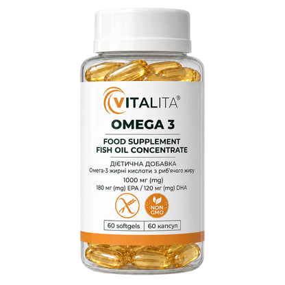 VITALITA Омега 3 рибʼячий жир 1000 мг (180 ЕПК/120 ДГК)